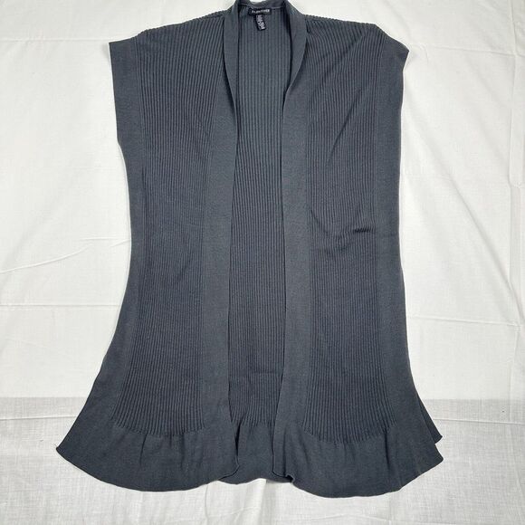 Eileen Fisher S/M Longline Sleeveless Duster‎ Cardigan Sweater Vest Dark Gray - Picture 1 of 13